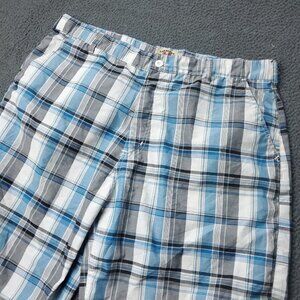 American Heritage Plaid Shorts Blue Gray Mens 40 Measured